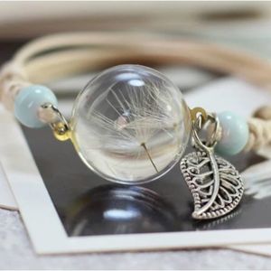 Glass Ball Dried Dandelion Bracelets Ceramic  Hand